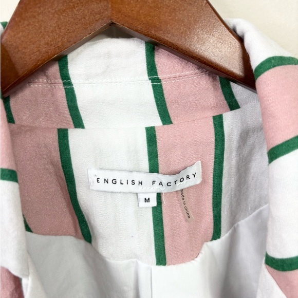English Factory Career Blazer in pink white and green stripes size M - Picture 3 of 6